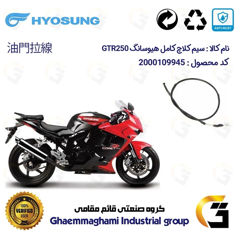 سیم کلاچ کامل موتورسیکلت کد 200200 مناسب برای هیوسانگ HYOSUNG GTR250 کویرموتور