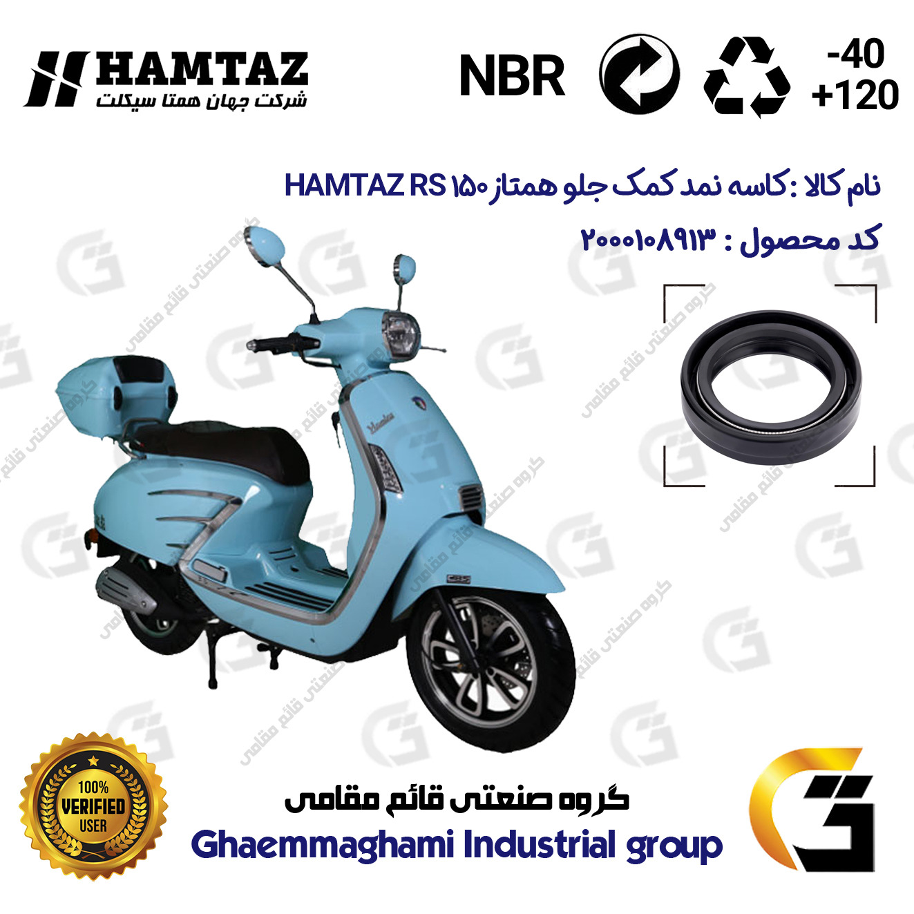 کاسه نمد کمک جلو موتورسیکلت کد 13143105 مناسب برای همتاز آر اس HAMTAZ RS 150 همتاز موتور